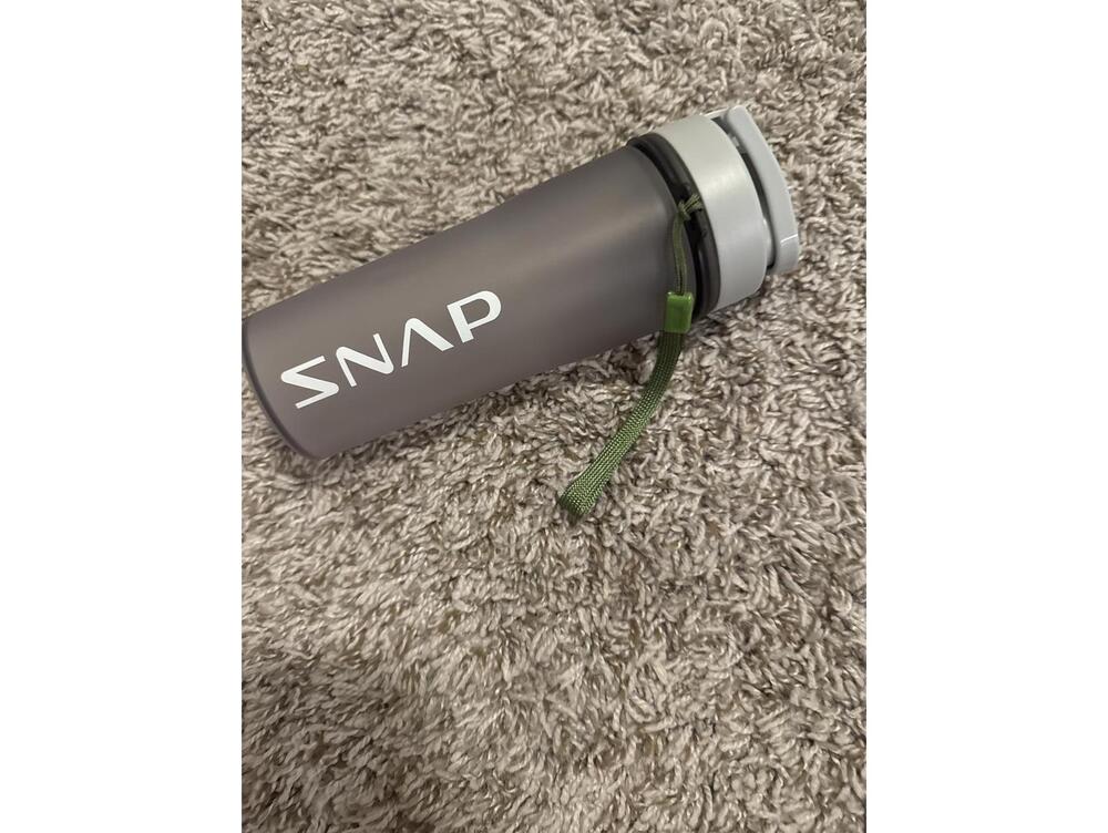 SNAP Gray Water Bottle with Flip Lid and Carry Strap 14oz